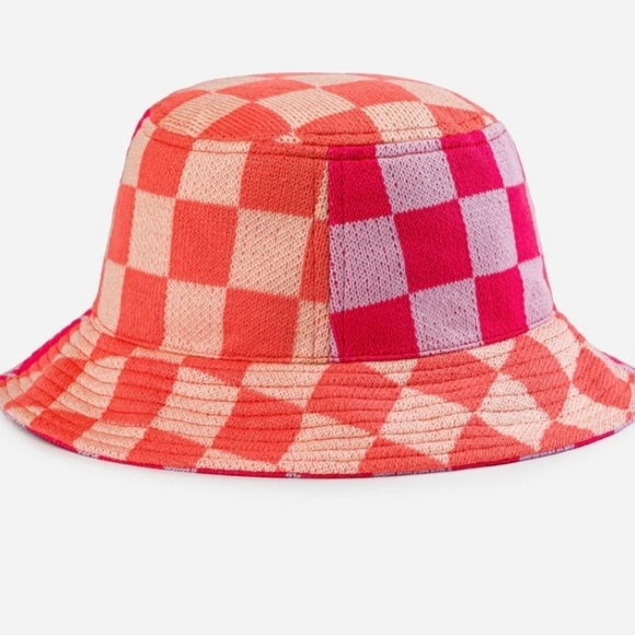 #BP Verloop Checkerboard Patchwork Bucket Hat OS Melon Blush - Picture 2 of 5